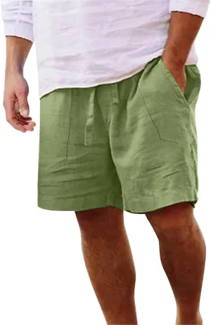 Men's Cotton and Linen Casual Shorts Quick Dry Spring and Summer Cotton Linen Loose Plus Size Summer Beach Shorts
