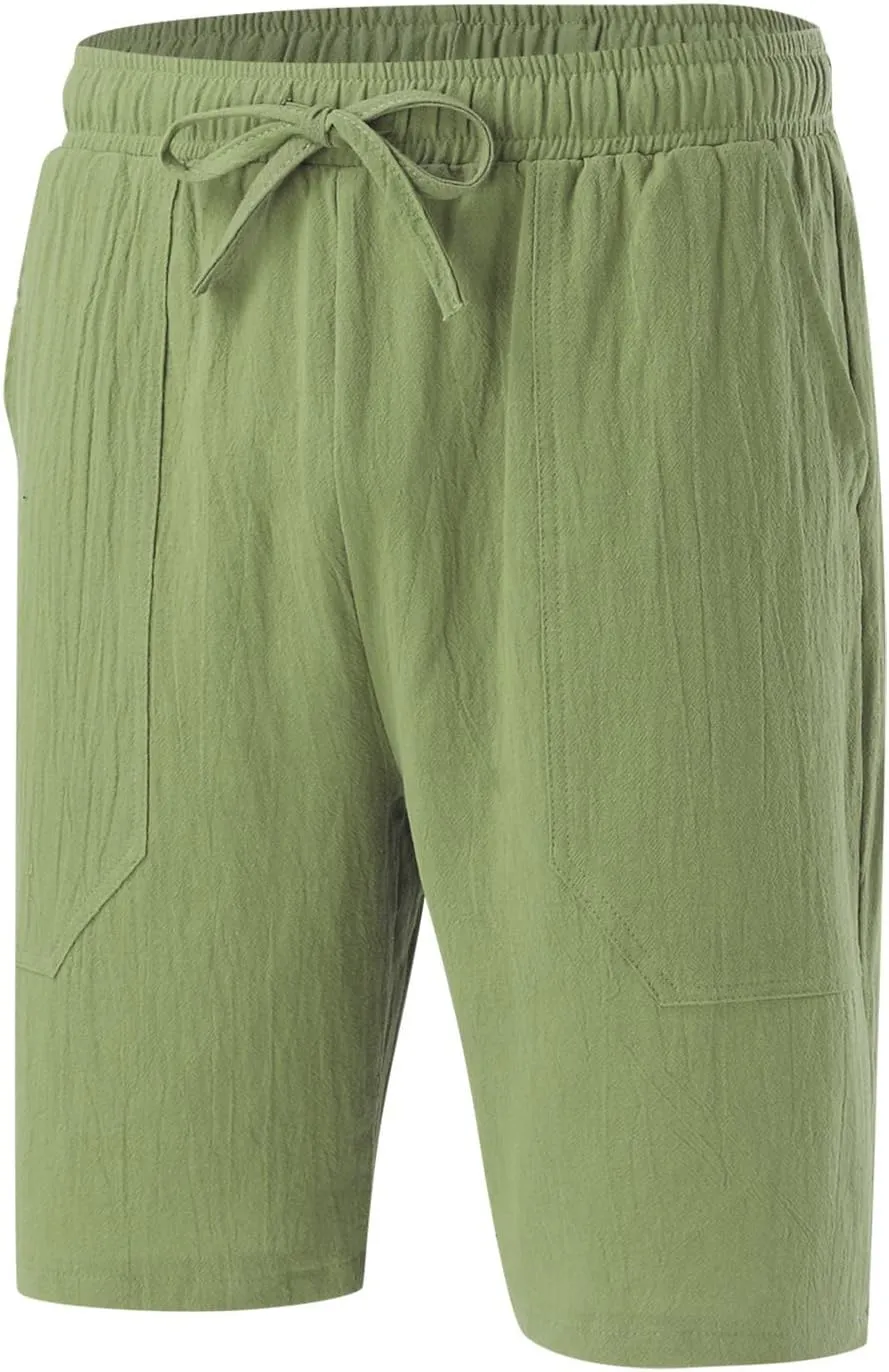 Men's Cotton and Linen Casual Shorts Quick Dry Spring and Summer Cotton Linen Loose Plus Size Summer Beach Shorts