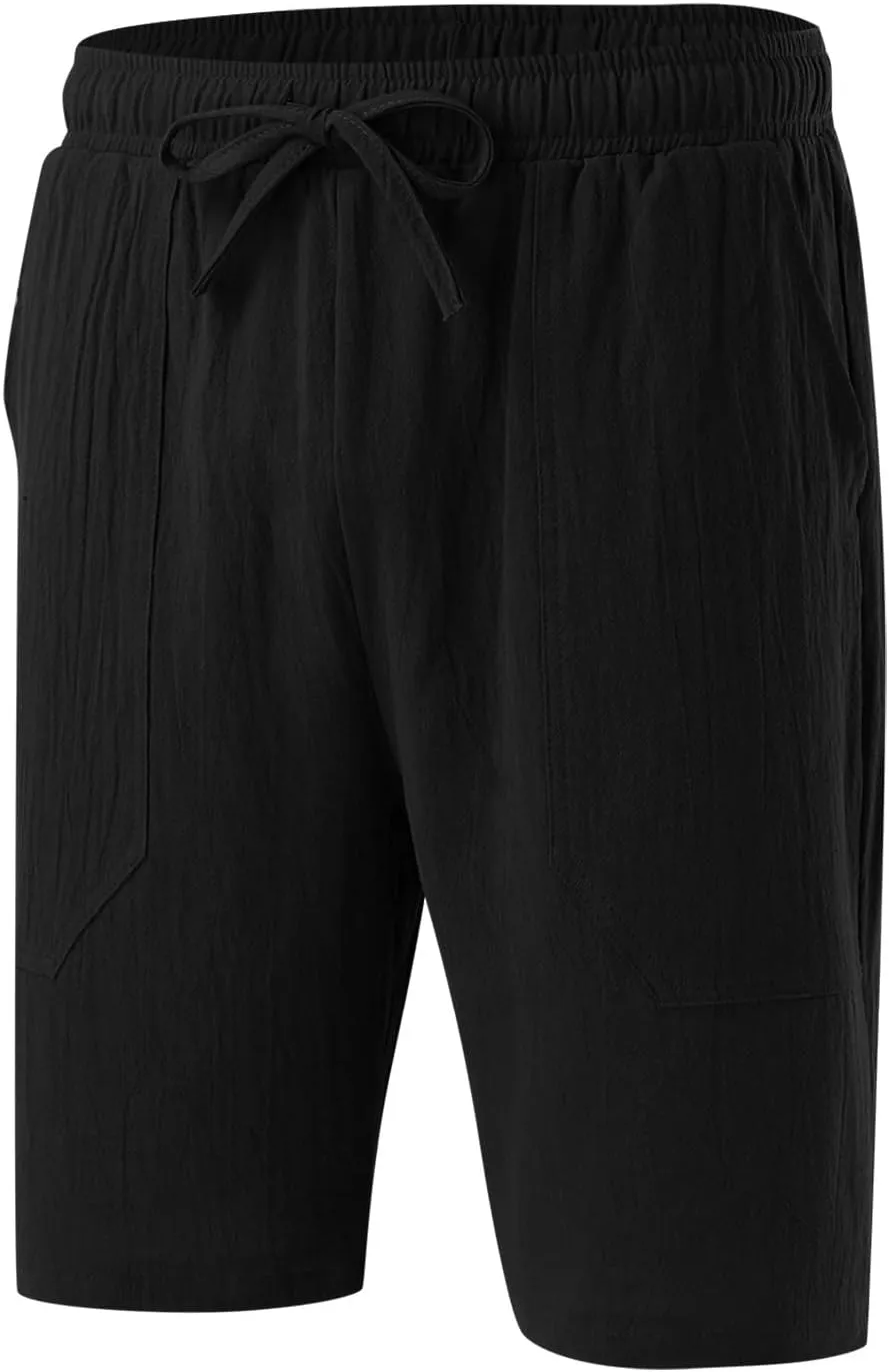 Men's Cotton and Linen Casual Shorts Quick Dry Spring and Summer Cotton Linen Loose Plus Size Summer Beach Shorts