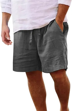 Men's Cotton and Linen Casual Shorts Quick Dry Spring and Summer Cotton Linen Loose Plus Size Summer Beach Shorts