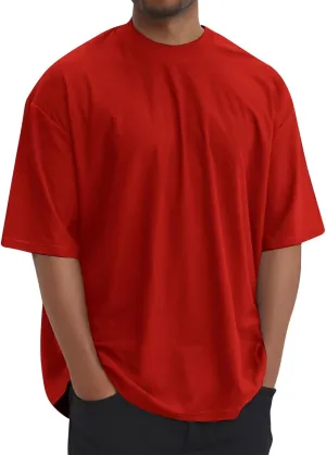Men's Cotton T-Shirts Casual Crew Neck T-Shirt Short Sleeve Fashion Tee Shirts Summer Loose Fit Tops Clothing