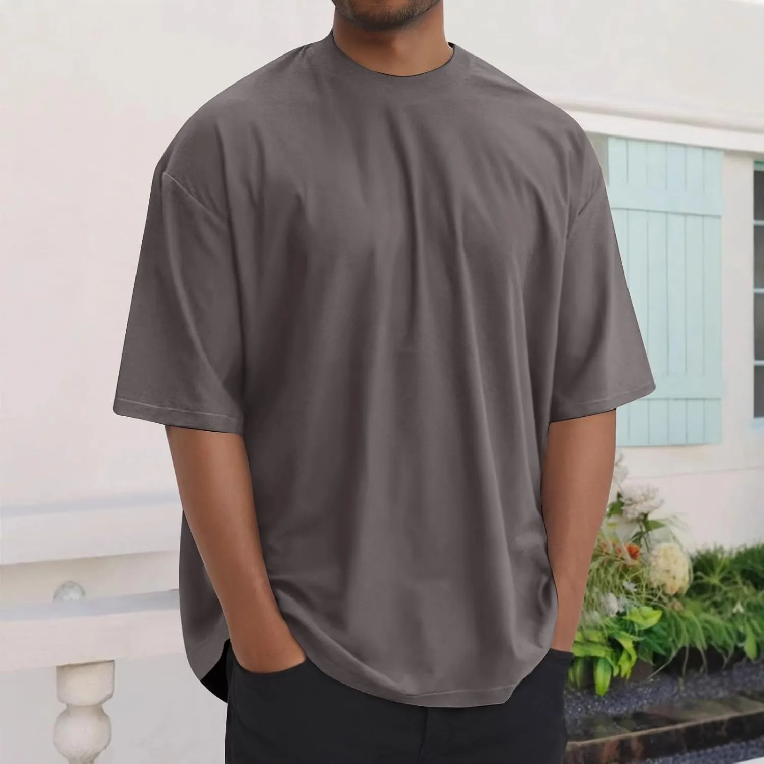 Men's Cotton T-Shirts Casual Crew Neck T-Shirt Short Sleeve Fashion Tee Shirts Summer Loose Fit Tops Clothing