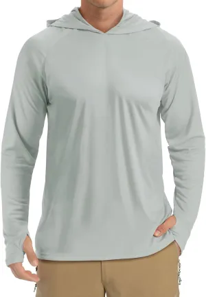 Mens Hooded Outdoor Athletic Tops Sun-Proof Fishing Shirts Dry Fit Gym Running Workout Pullover Casual T-Shirts
