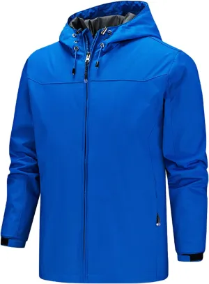 Mens Packable Rain Jackets Windproof Waterproof Lightweight Shell Raincoat with Detachable Hood for Hiking Running