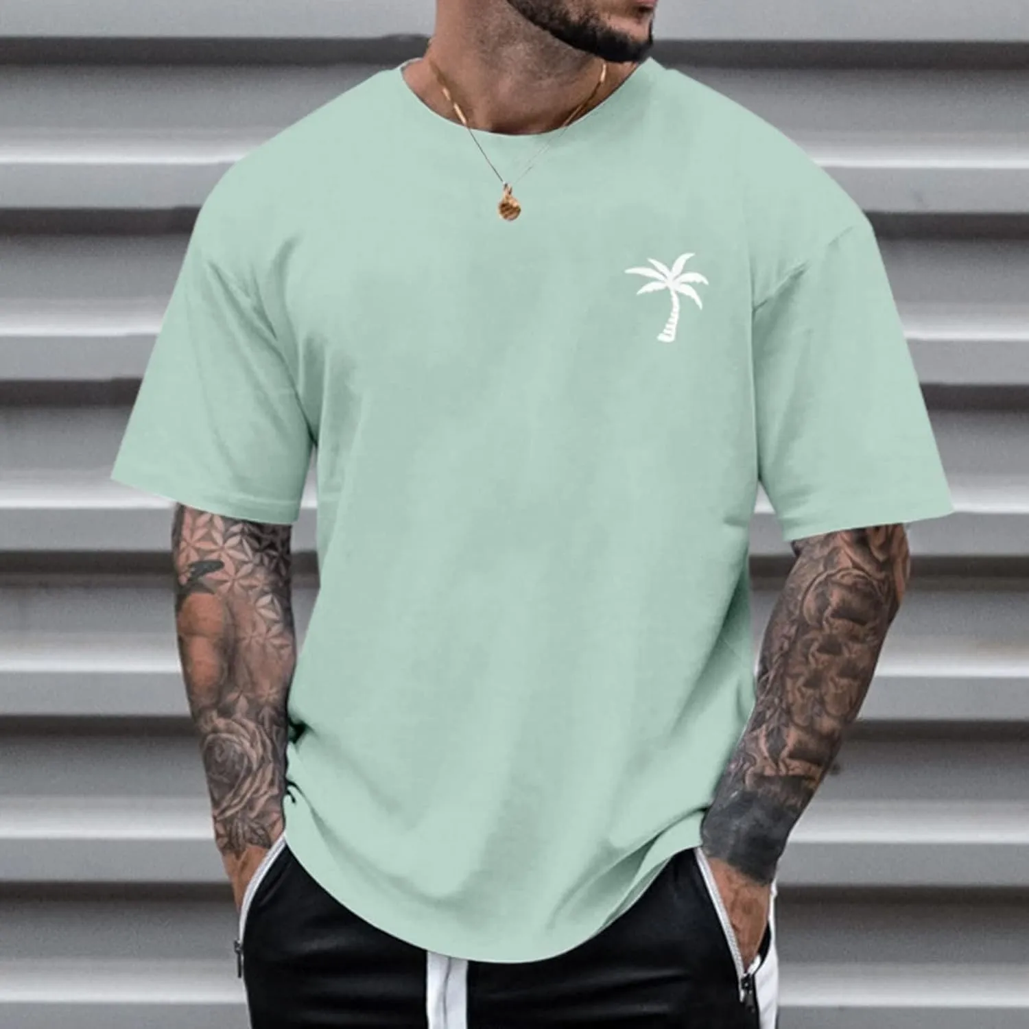 Mens Personalised Graphic Tees Round Neck Short Sleeve Loose Summer Tops Fashion T-Shirt with Creative Letters Retro Print