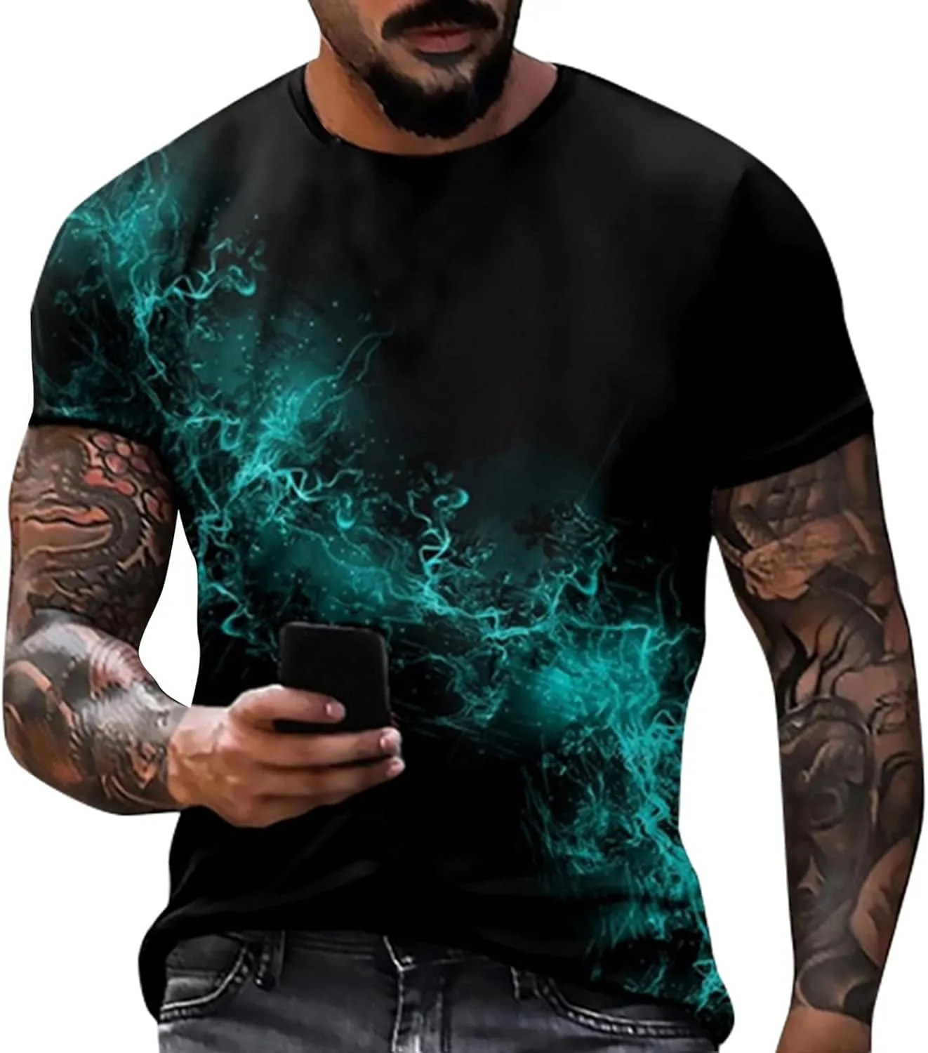 Mens Personalised Graphic Tees T-Shirt Short Sleeve Printed Summer Round Neck Top Casual Sweatshirt