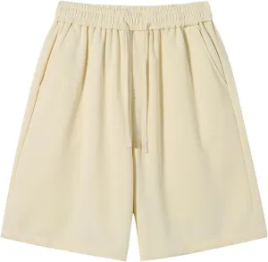 Men's Plus Size Shorts Casual Summer Shorts Drawstring Elastic Waist Shorts Loose Fit Workout Shorts Comfy Gym Shorts