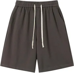 Men's Plus Size Shorts Casual Summer Shorts Drawstring Elastic Waist Shorts Loose Fit Workout Shorts Comfy Gym Shorts