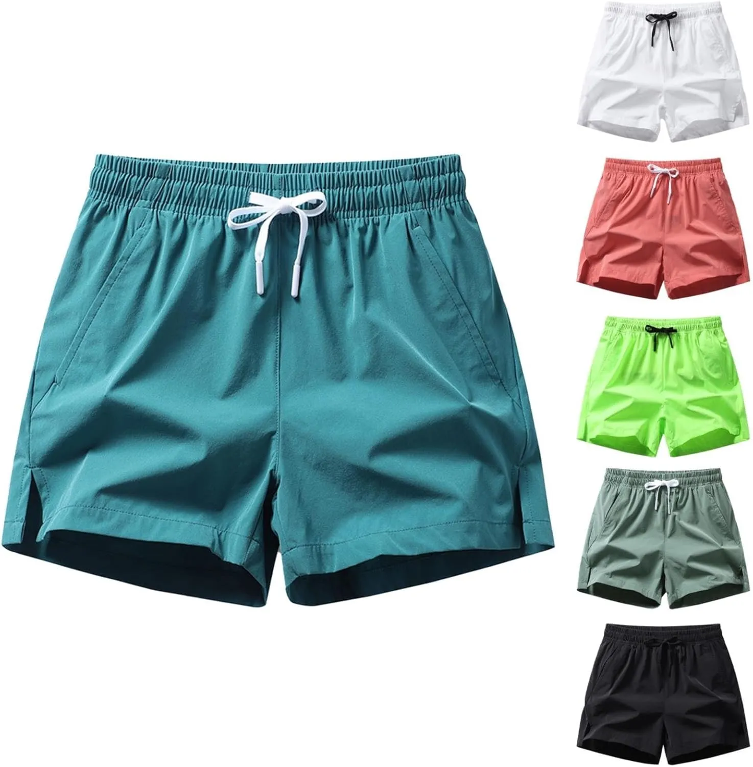 Men's Running Shorts Cotton Quick Dry Breathable Workout Pants with Pocket Drawstring Elastic Waist Gym Shorts