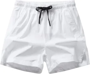 Men's Running Shorts Cotton Quick Dry Breathable Workout Pants with Pocket Drawstring Elastic Waist Gym Shorts