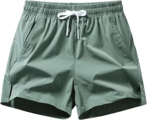 Men's Running Shorts Cotton Quick Dry Breathable Workout Pants with Pocket Drawstring Elastic Waist Gym Shorts