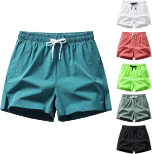 Men's Running Shorts Cotton Quick Dry Breathable Workout Pants with Pocket Drawstring Elastic Waist Gym Shorts