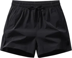 Men's Running Shorts Cotton Quick Dry Breathable Workout Pants with Pocket Drawstring Elastic Waist Gym Shorts