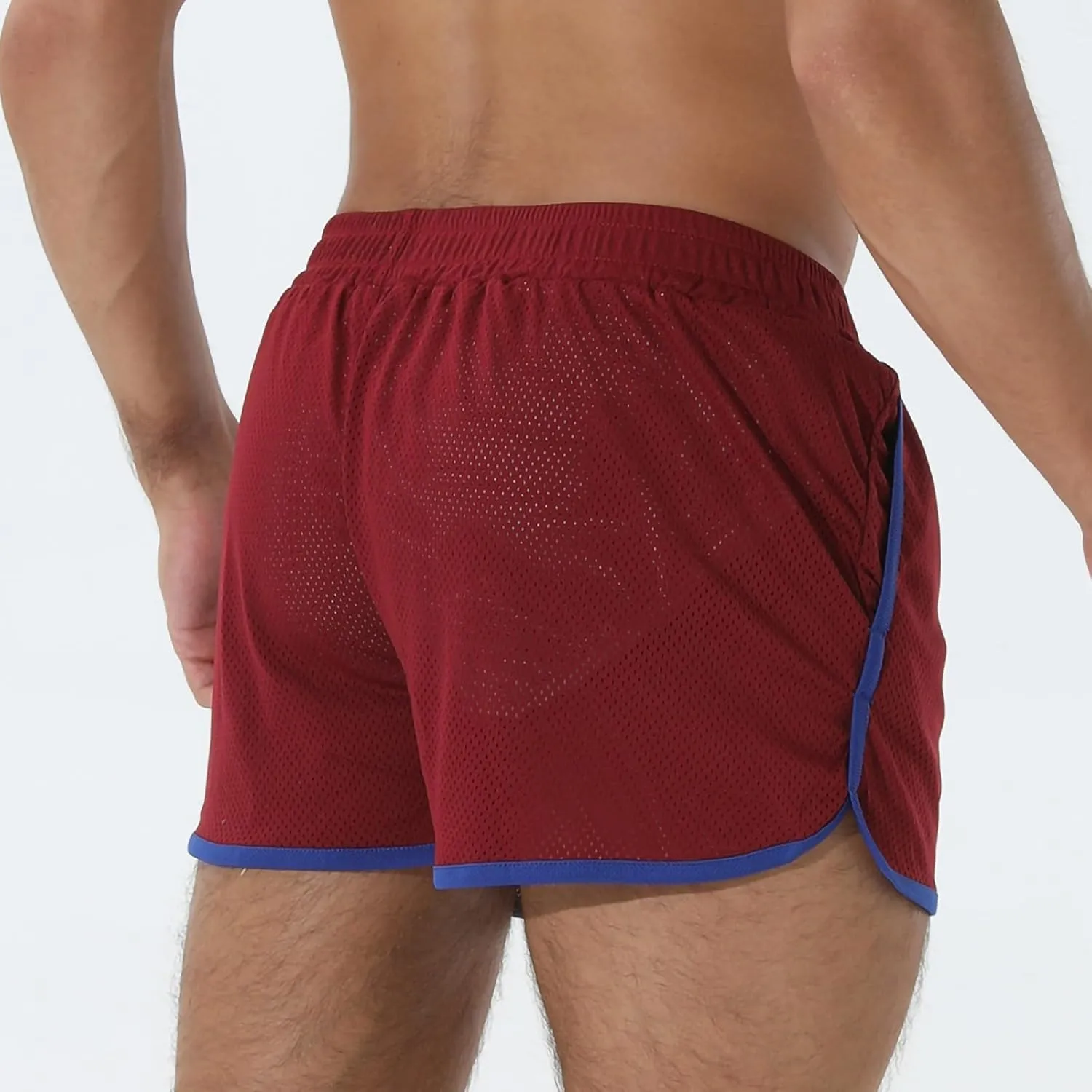 Men's Running Shorts with Pockets Drawstring Workout Shorts Bodybuilding Mesh Quick Dry Breathable Gym Athletic Shorts