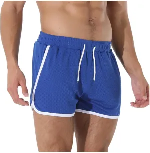 Men's Running Shorts with Pockets Drawstring Workout Shorts Bodybuilding Mesh Quick Dry Breathable Gym Athletic Shorts