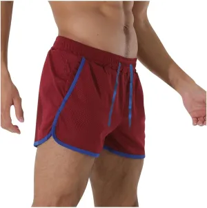 Men's Running Shorts with Pockets Drawstring Workout Shorts Bodybuilding Mesh Quick Dry Breathable Gym Athletic Shorts