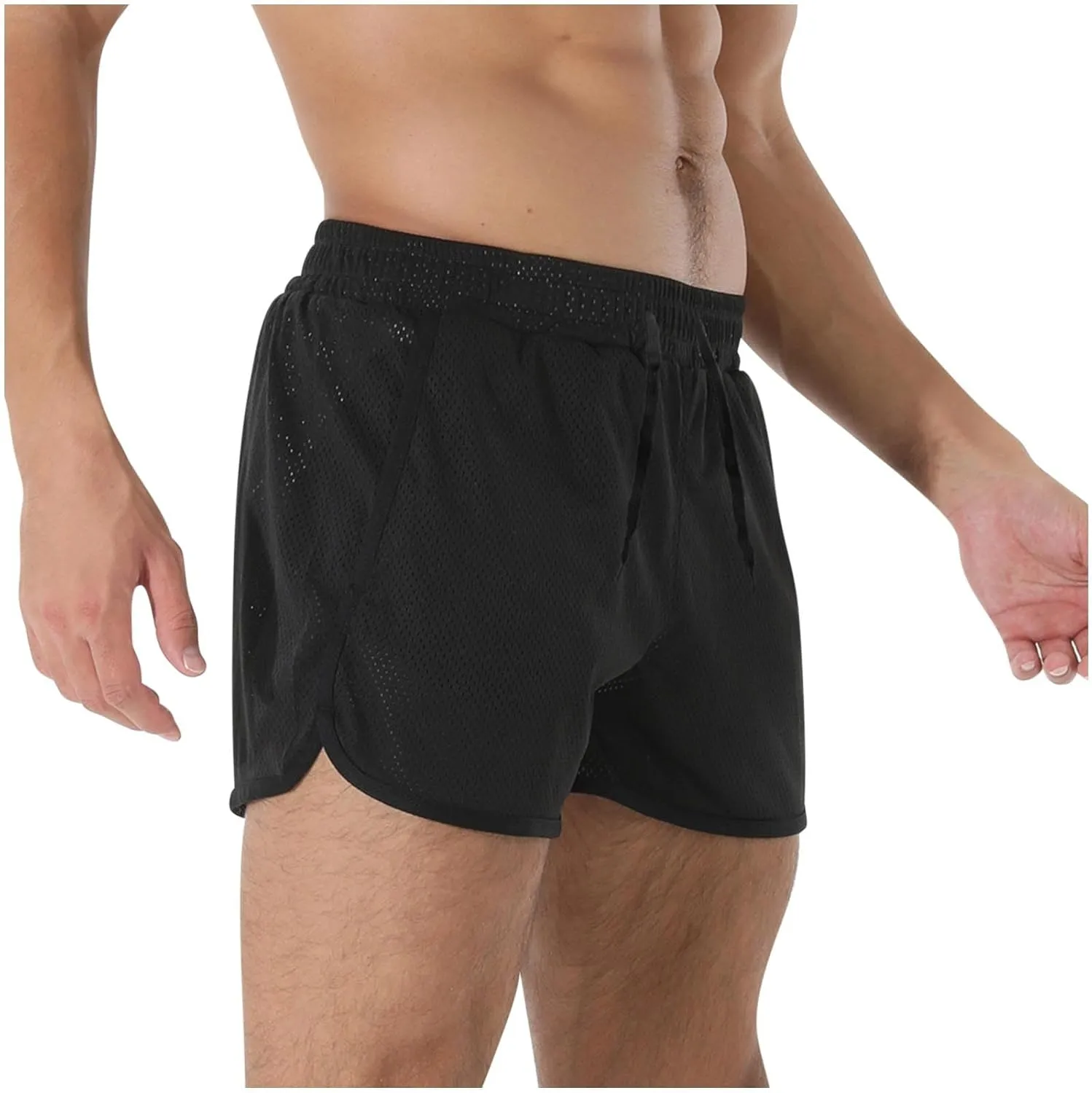 Men's Running Shorts with Pockets Drawstring Workout Shorts Bodybuilding Mesh Quick Dry Breathable Gym Athletic Shorts