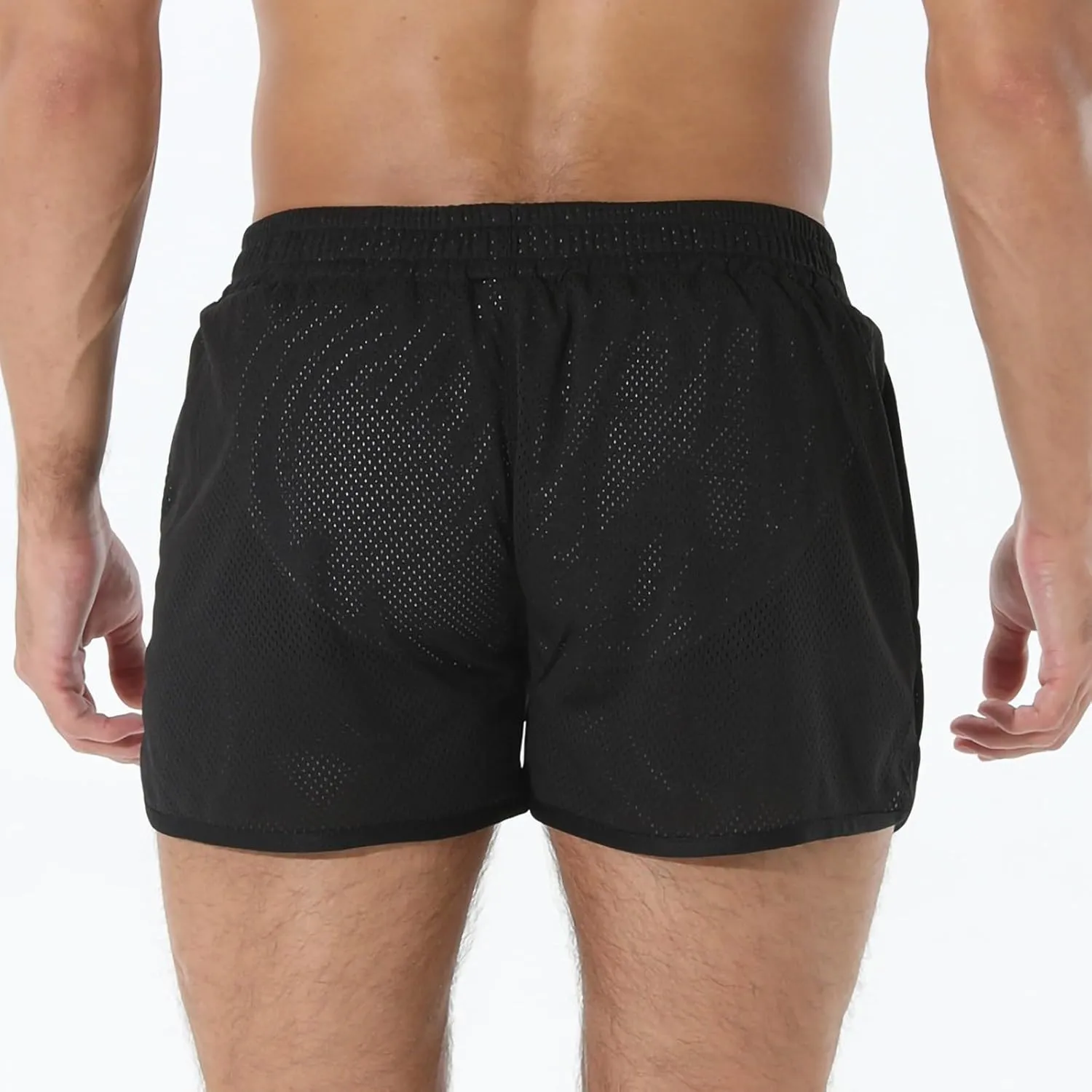 Men's Running Shorts with Pockets Drawstring Workout Shorts Bodybuilding Mesh Quick Dry Breathable Gym Athletic Shorts