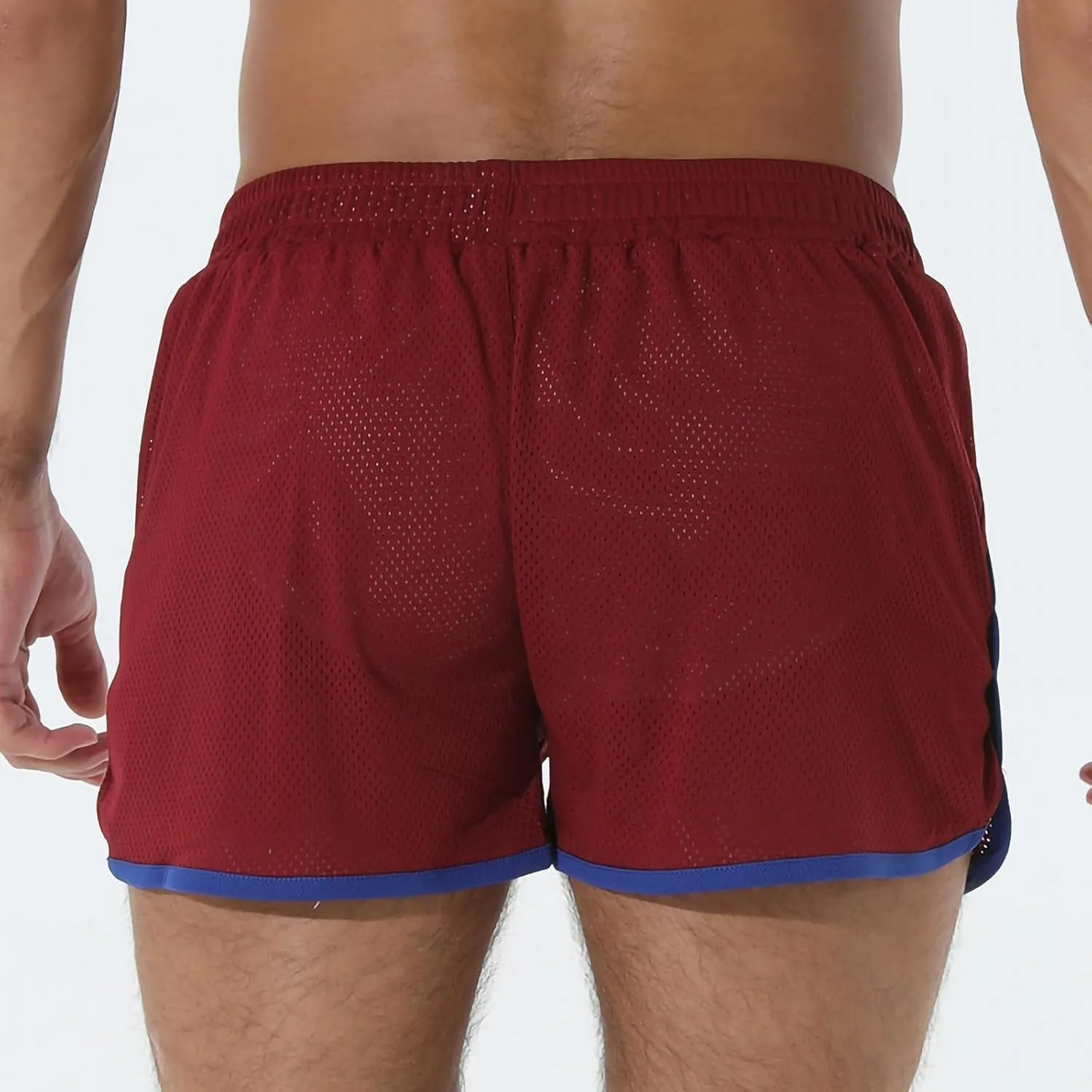 Men's Running Shorts with Pockets Drawstring Workout Shorts Bodybuilding Mesh Quick Dry Breathable Gym Athletic Shorts