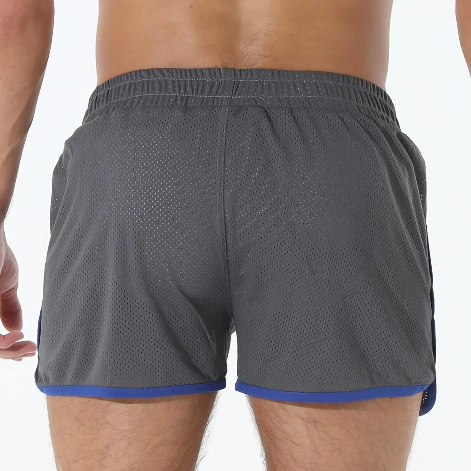 Men's Running Shorts with Pockets Drawstring Workout Shorts Bodybuilding Mesh Quick Dry Breathable Gym Athletic Shorts