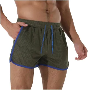 Men's Running Shorts with Pockets Drawstring Workout Shorts Bodybuilding Mesh Quick Dry Breathable Gym Athletic Shorts