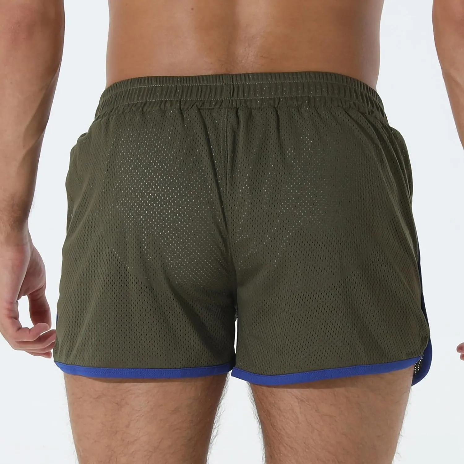 Men's Running Shorts with Pockets Drawstring Workout Shorts Bodybuilding Mesh Quick Dry Breathable Gym Athletic Shorts