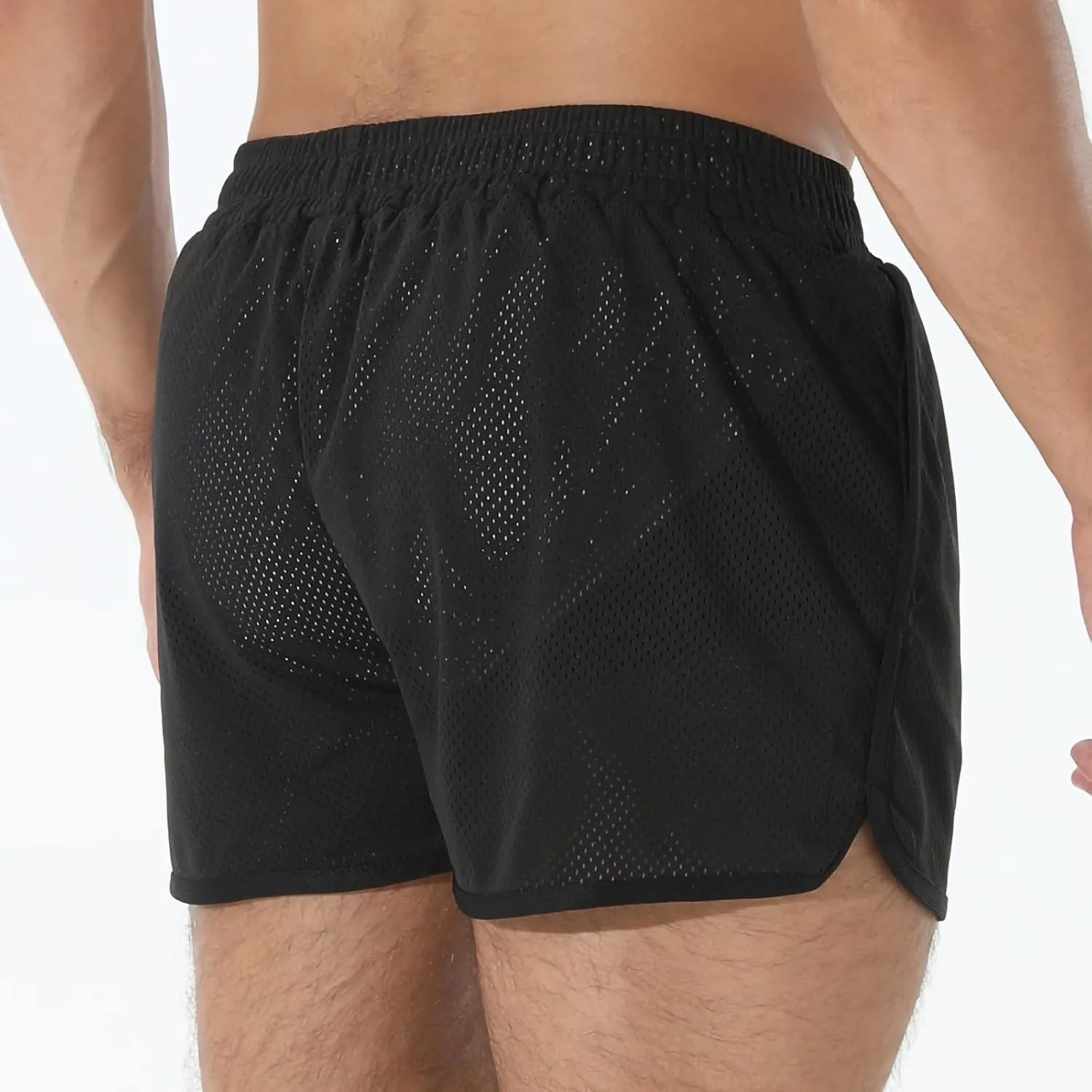 Men's Running Shorts with Pockets Drawstring Workout Shorts Bodybuilding Mesh Quick Dry Breathable Gym Athletic Shorts