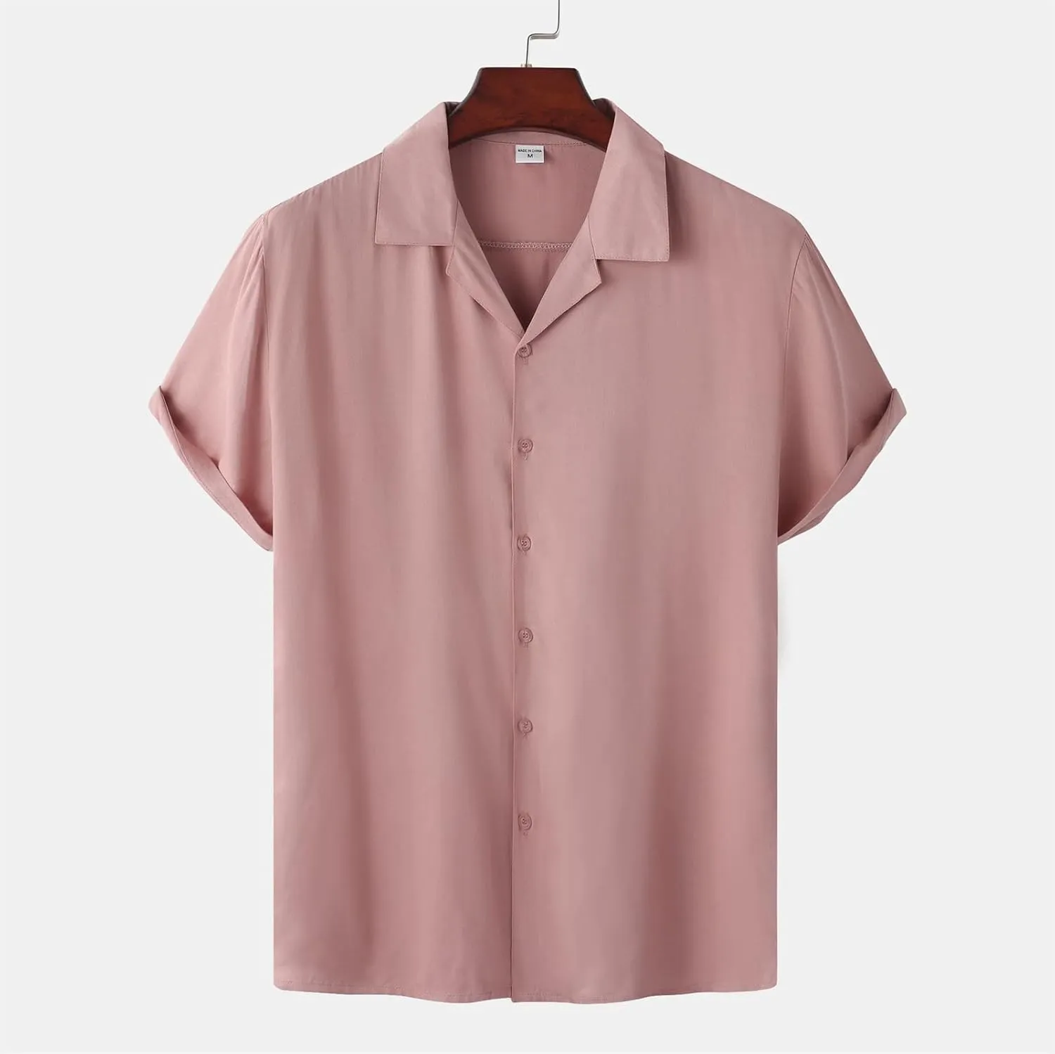 Mens Short Sleeve Shirts Casual Button Down Lightweight Vintage Comfy Tshirts Solid Camp Shirt Spring Summer Tees