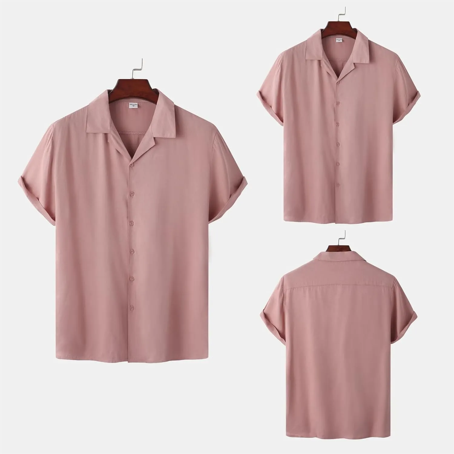 Mens Short Sleeve Shirts Casual Button Down Lightweight Vintage Comfy Tshirts Solid Camp Shirt Spring Summer Tees