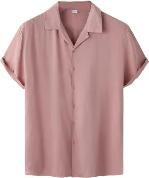 Mens Short Sleeve Shirts Casual Button Down Lightweight Vintage Comfy Tshirts Solid Camp Shirt Spring Summer Tees