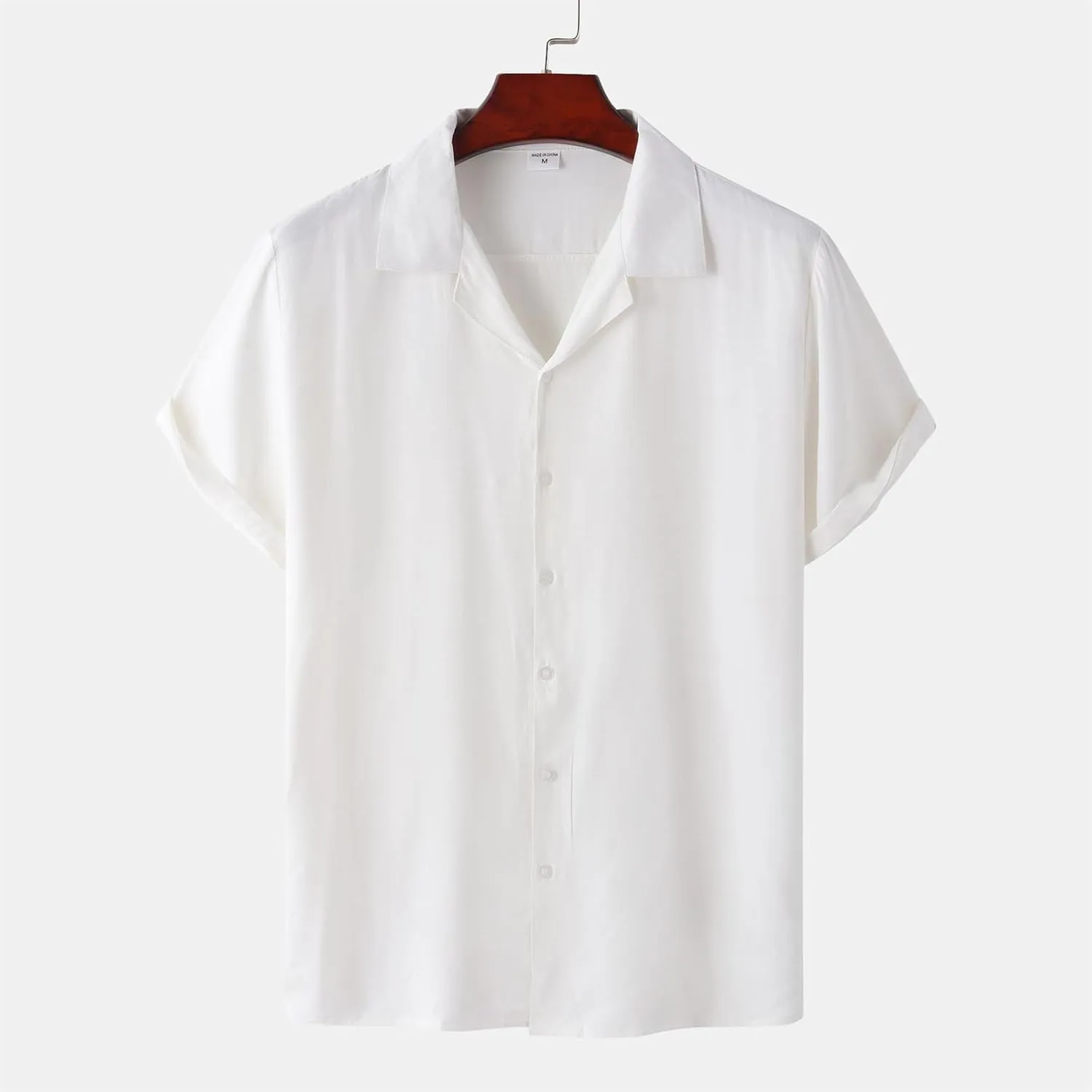 Mens Short Sleeve Shirts Casual Button Down Lightweight Vintage Comfy Tshirts Solid Camp Shirt Spring Summer Tees