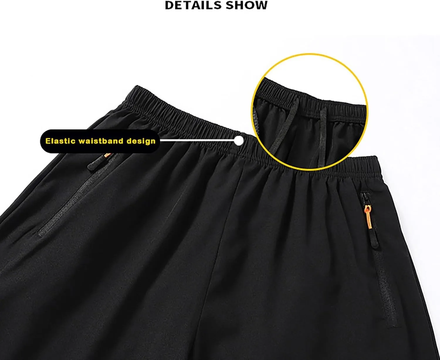 Mens Shorts Athletic with Zipper Pocket Male Gym Workout Shorts Elastic Waist Casual Jogger Pants Stretch Activewear