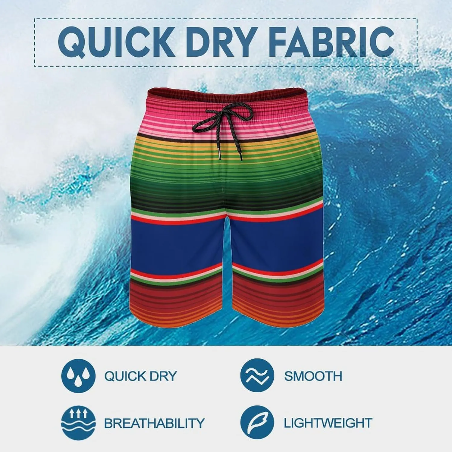 Men's Shorts Casual Elastic Waist Drawstring Lightweight Summer Beach Shorts