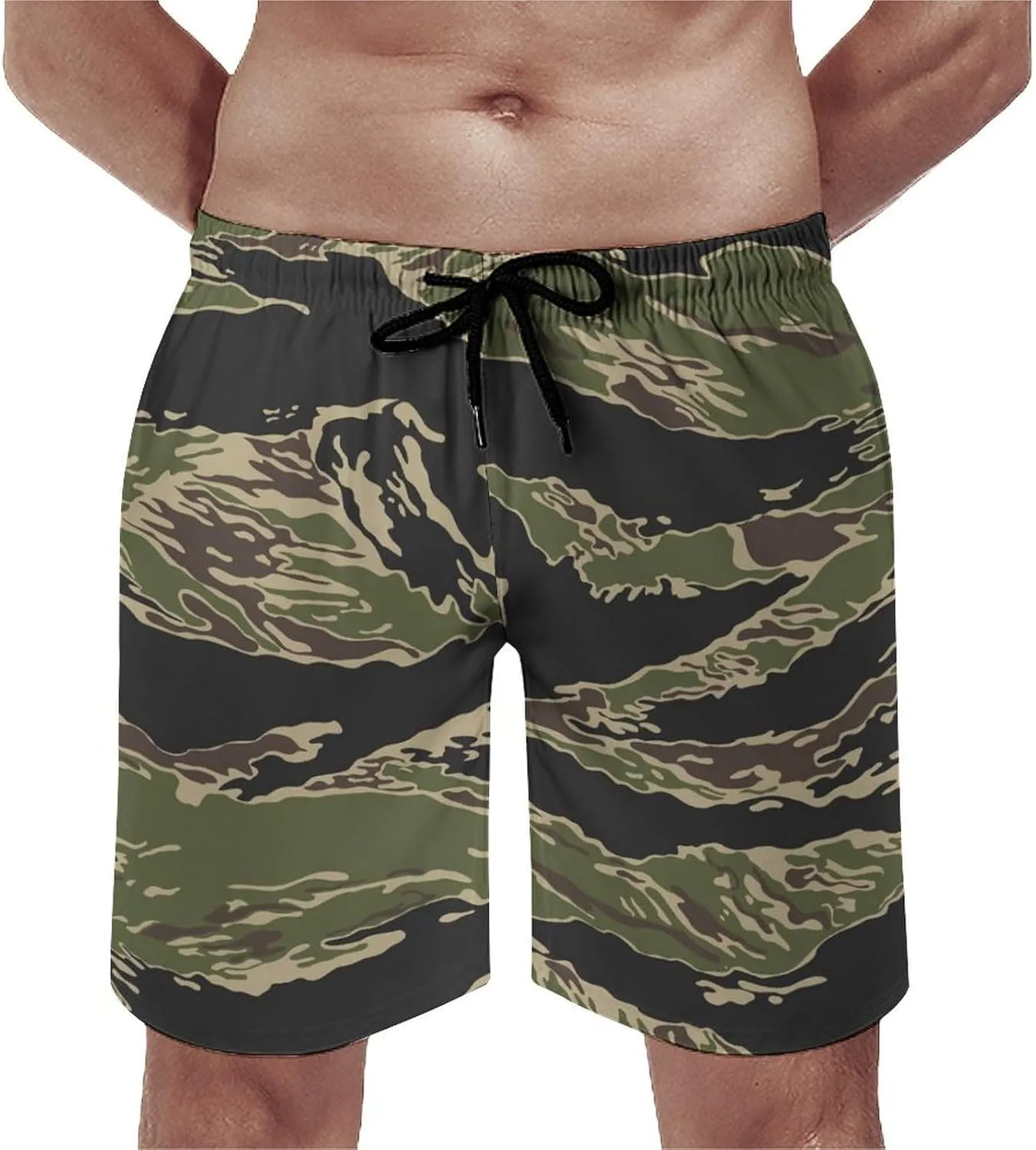 Men's Shorts Casual Elastic Waist Drawstring Lightweight Summer Beach Shorts