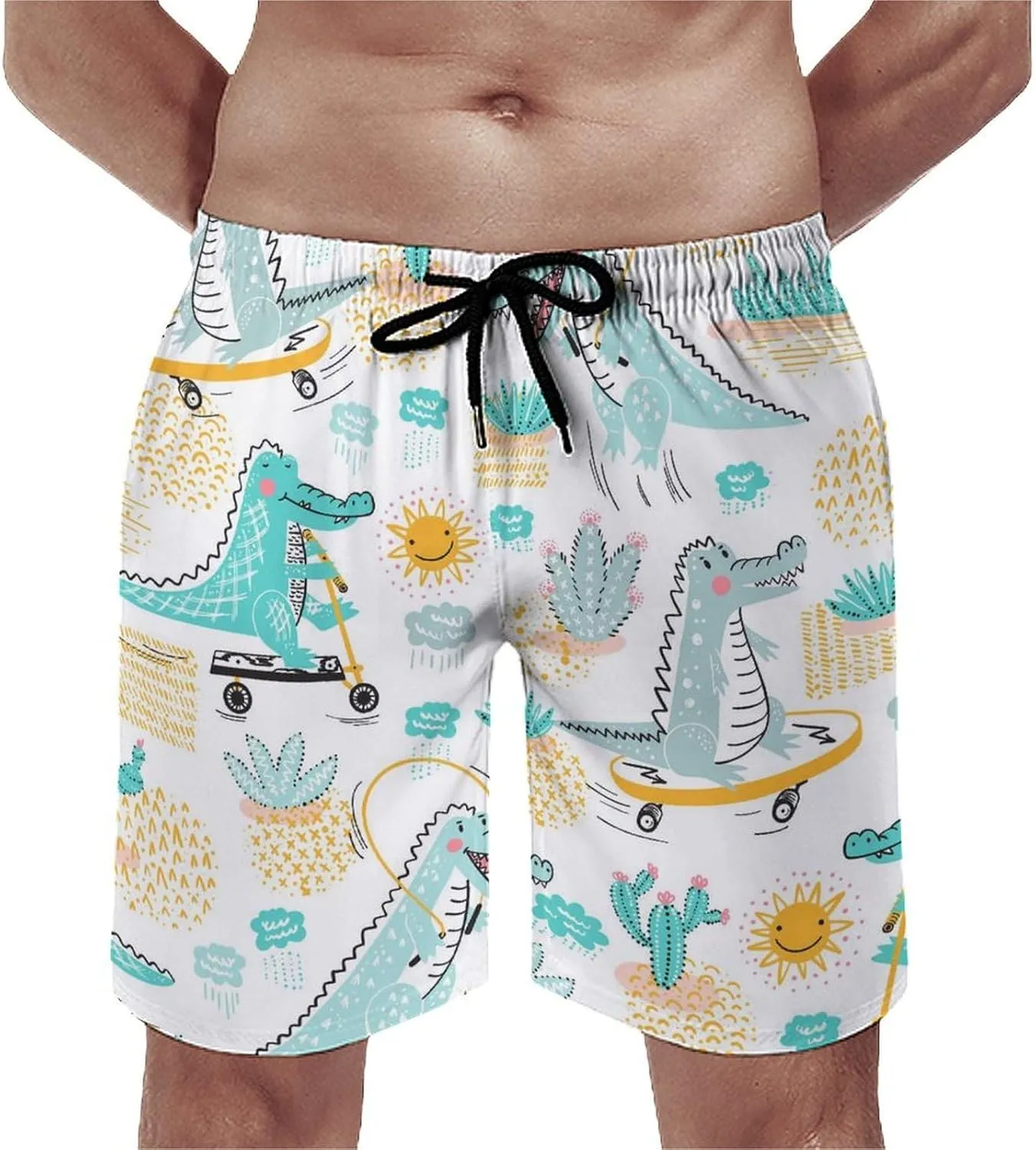 Men's Shorts Casual Elastic Waist Drawstring Lightweight Summer Beach Shorts