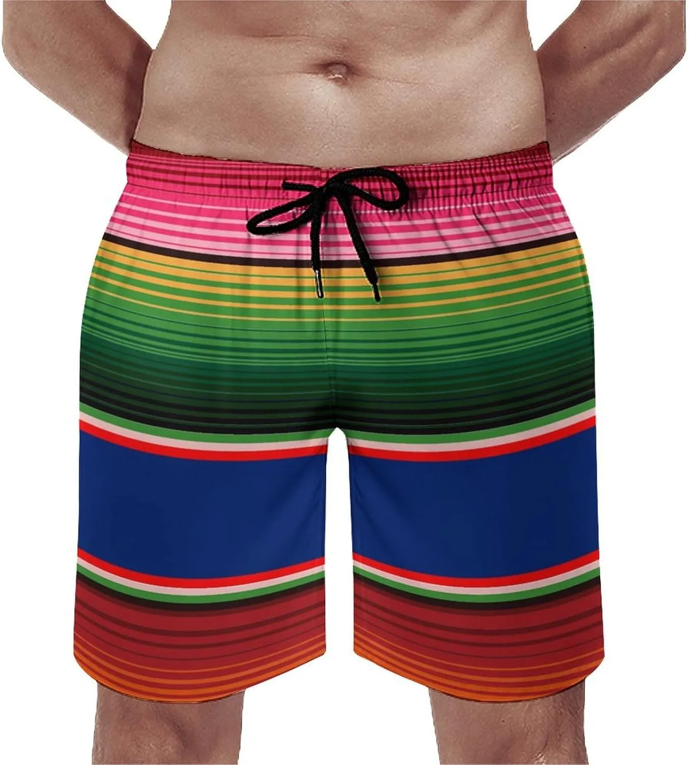 Men's Shorts Casual Elastic Waist Drawstring Lightweight Summer Beach Shorts