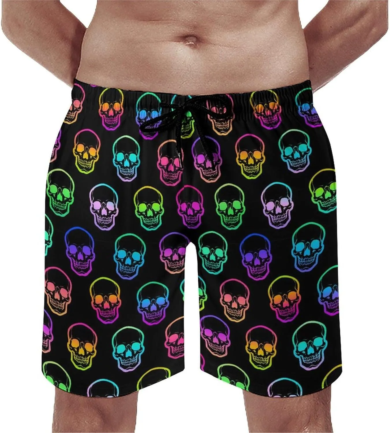 Men's Shorts Casual Elastic Waist Drawstring Lightweight Summer Beach Shorts