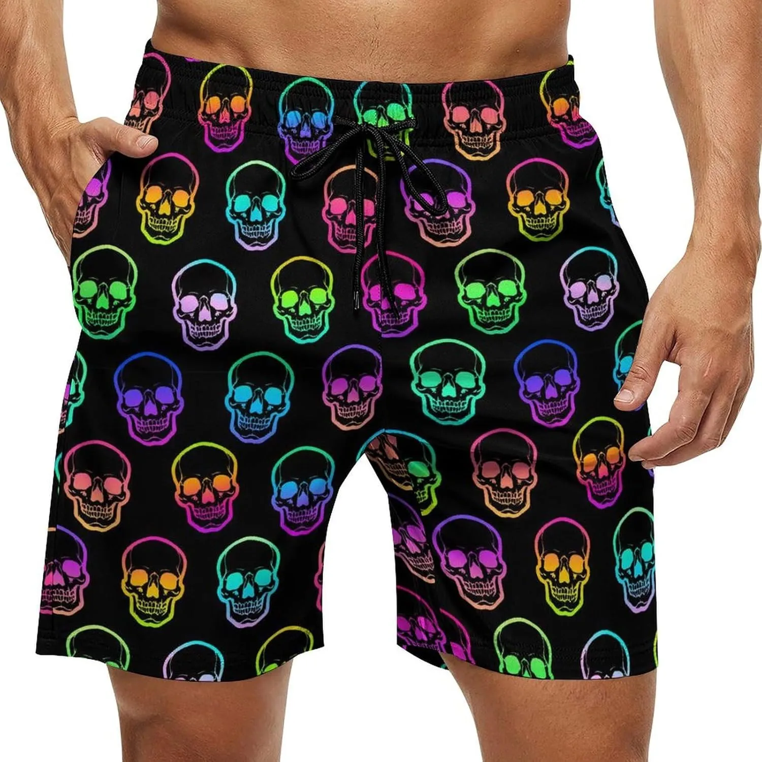 Men's Shorts Casual Elastic Waist Drawstring Lightweight Summer Beach Shorts