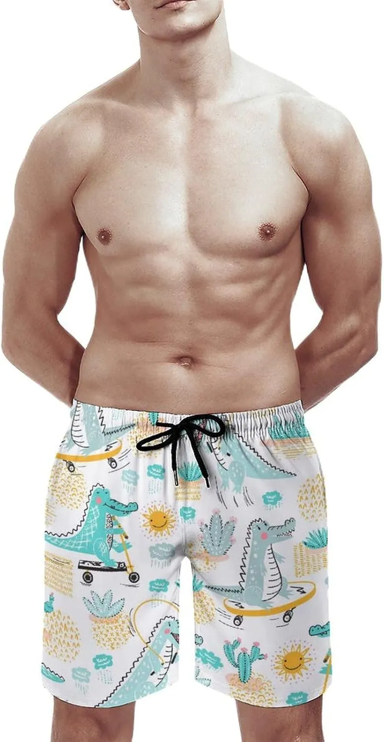 Men's Shorts Casual Elastic Waist Drawstring Lightweight Summer Beach Shorts