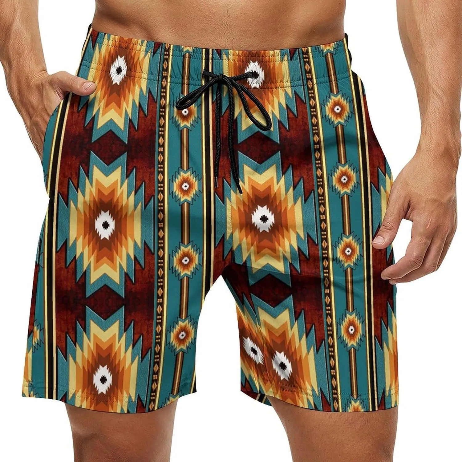 Men's Shorts Casual Elastic Waist Drawstring Lightweight Summer Beach Shorts