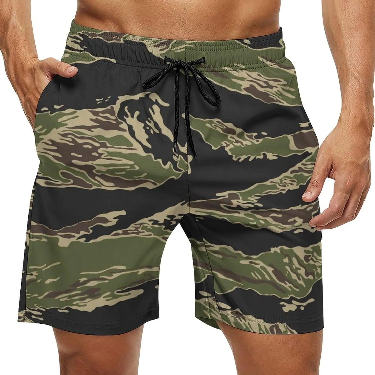 Men's Shorts Casual Elastic Waist Drawstring Lightweight Summer Beach Shorts