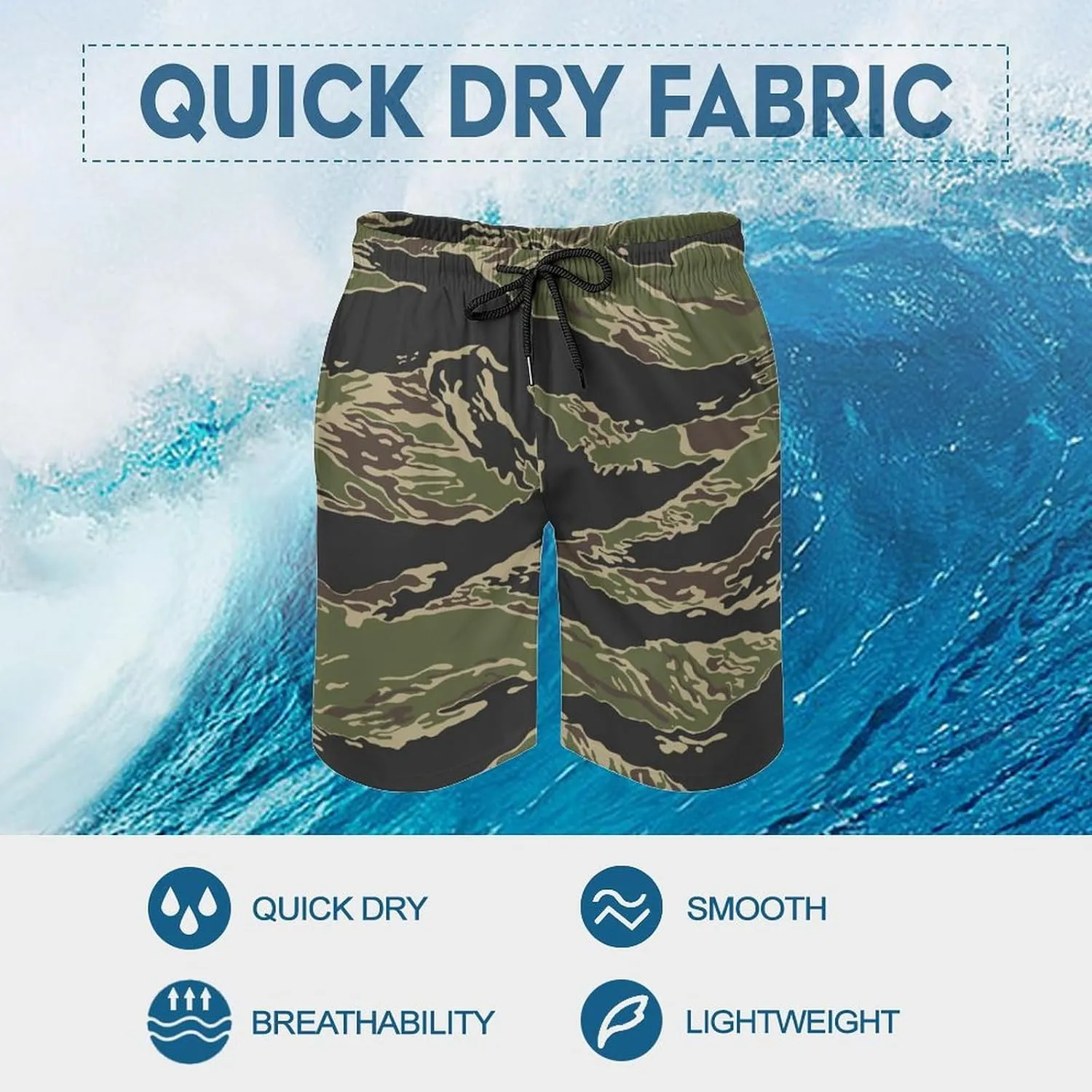 Men's Shorts Casual Elastic Waist Drawstring Lightweight Summer Beach Shorts