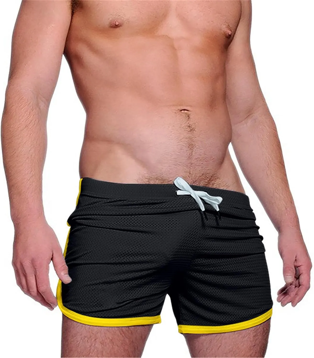 Mens Shorts Summer Breathable Quick Drying Gym Shorts Elastic Waist Drawstring Running Shorts Casual Mesh Beach Shorts