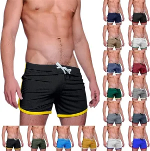 Mens Shorts Summer Breathable Quick Drying Gym Shorts Elastic Waist Drawstring Running Shorts Casual Mesh Beach Shorts