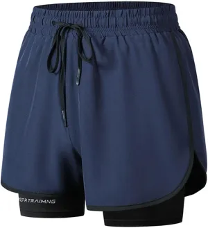 Mens Sports Shorts Running Shorts with Compression Liner Quick Dry Active Shorts for Training