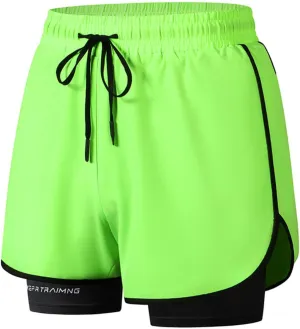 Mens Sports Shorts Running Shorts with Compression Liner Quick Dry Active Shorts for Training