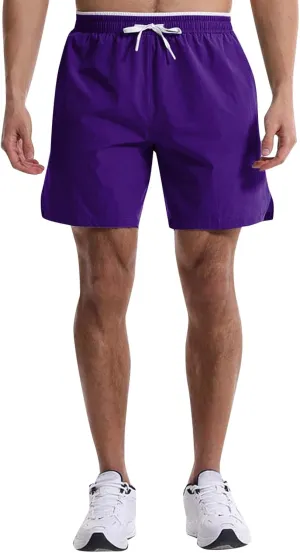 Men's Summer Beach Shorts Lightweight Elastic Waist Drawstring Casual Shorts with Pocket Elastic Waist Casual Men's Shorts