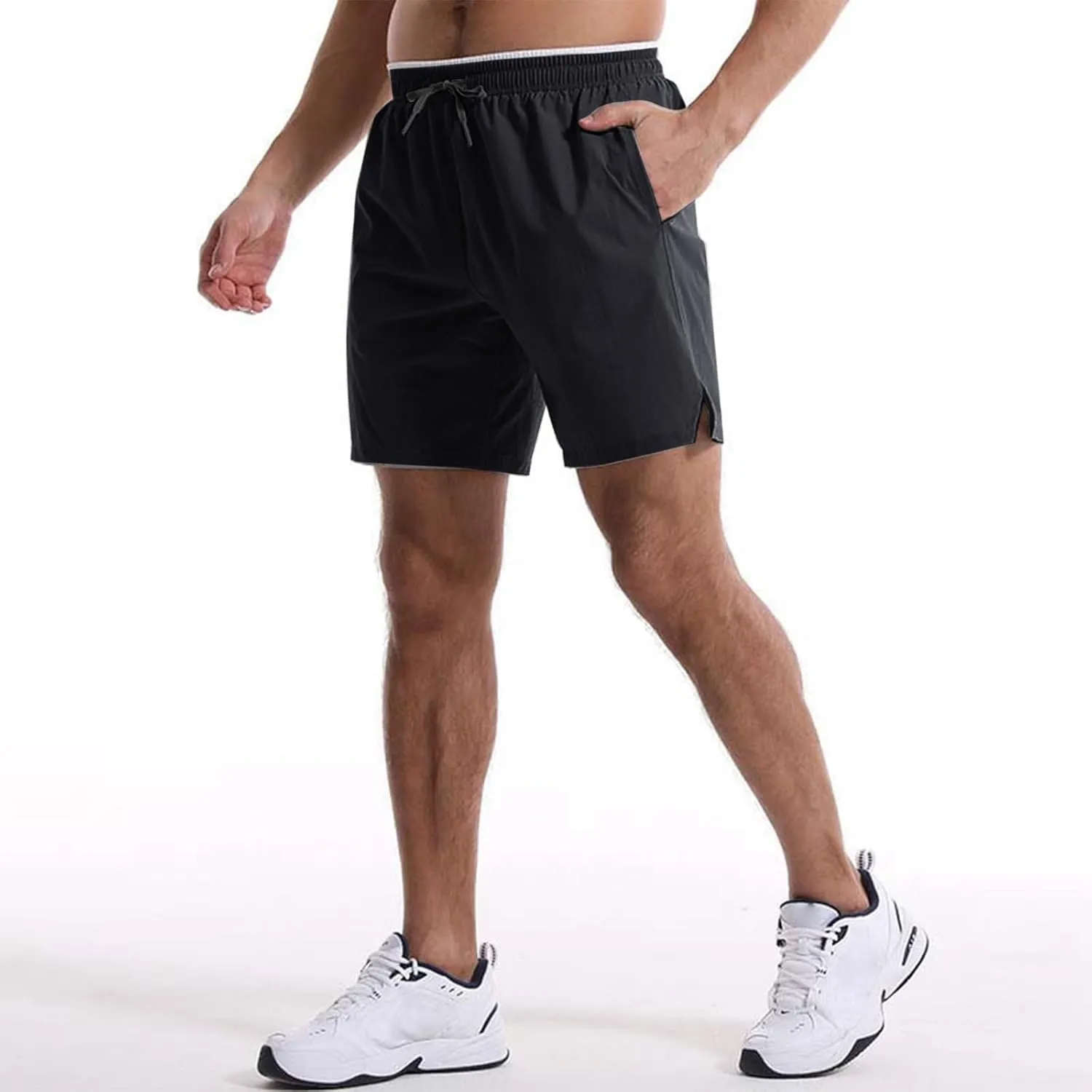 Men's Summer Beach Shorts Lightweight Elastic Waist Drawstring Casual Shorts with Pocket Elastic Waist Casual Men's Shorts