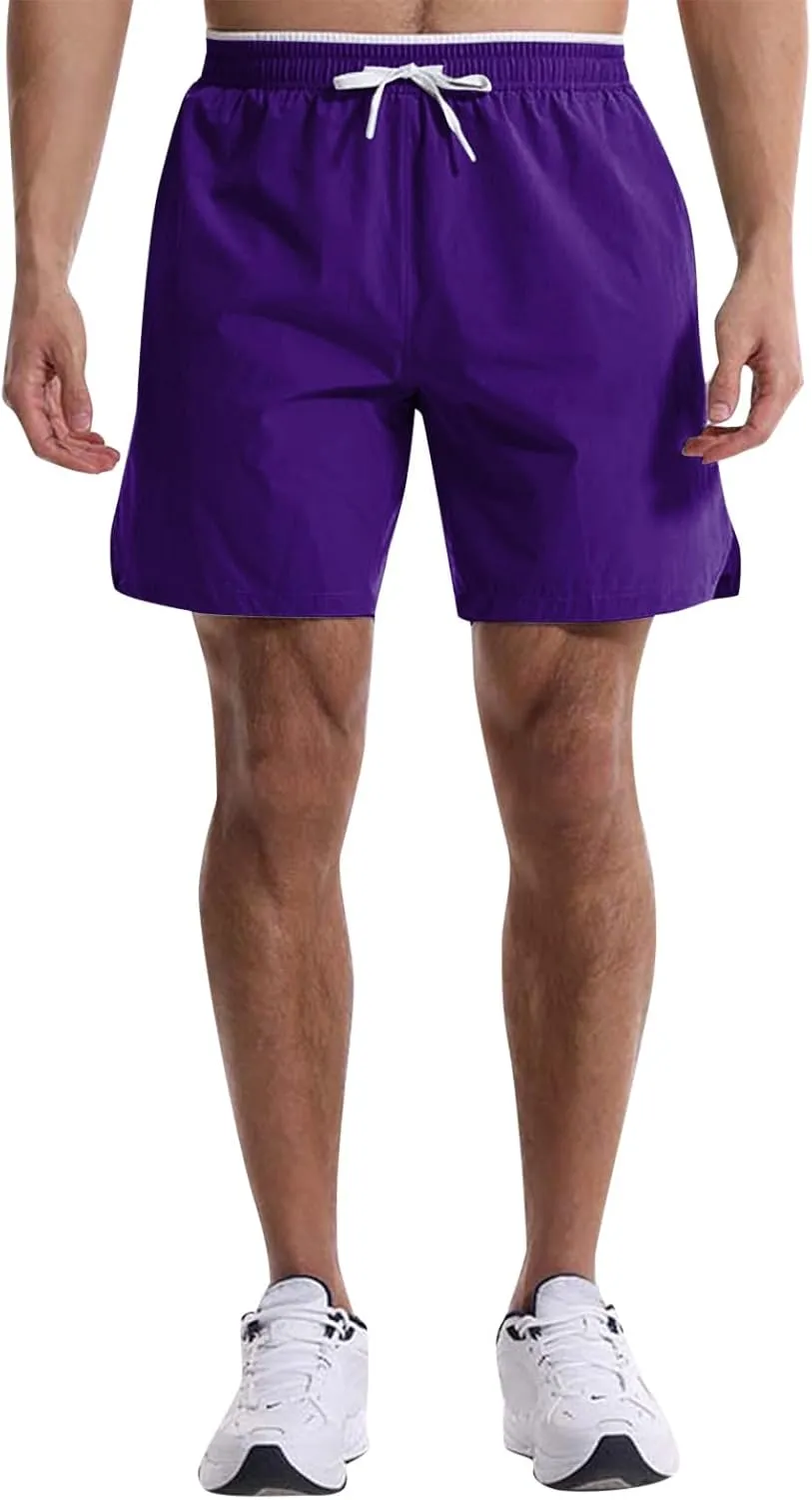 Men's Summer Beach Shorts Lightweight Elastic Waist Drawstring Casual Shorts with Pocket Elastic Waist Casual Men's Shorts