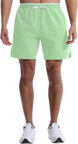 Men's Summer Beach Shorts Lightweight Elastic Waist Drawstring Casual Shorts with Pocket Elastic Waist Casual Men's Shorts